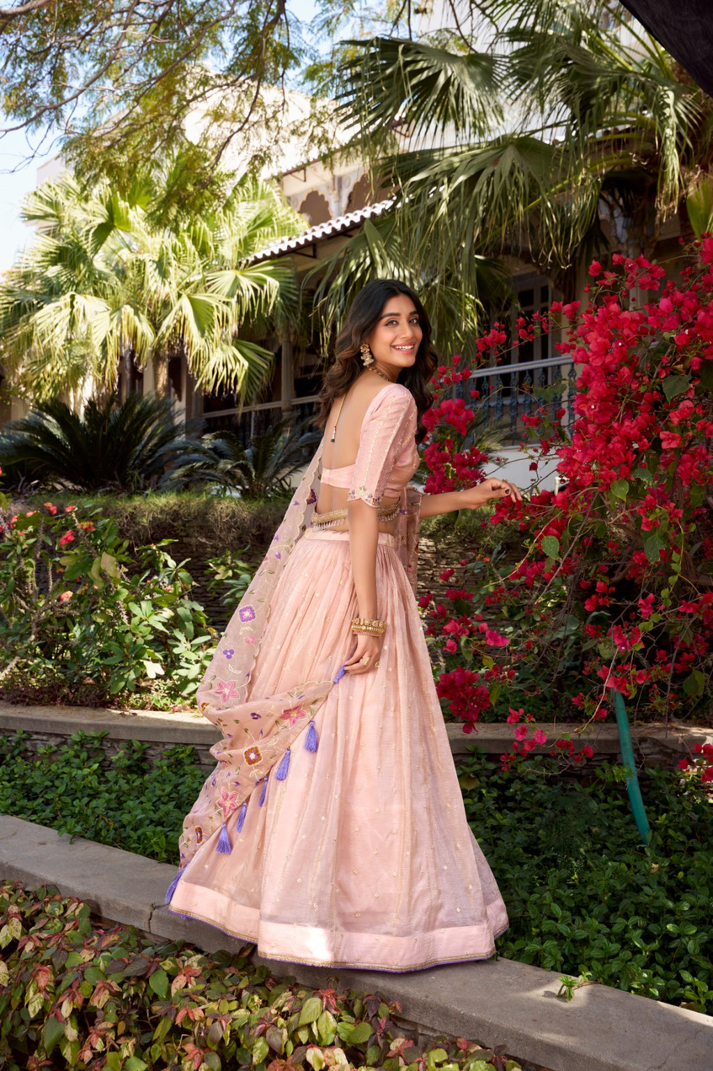 Pastel Pink Embroidered Designer Lehenga Set with Dupatta