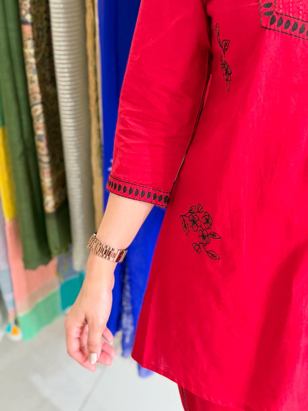 Pure cotton embroidered Co Ord Set.  Embroidered top comes with comfy pants.