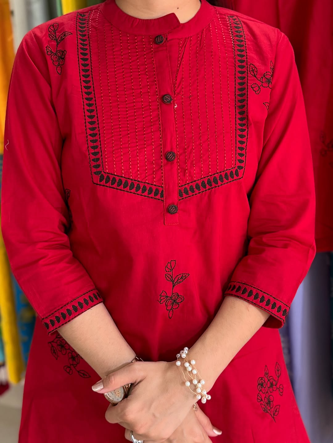 Pure cotton embroidered Co Ord Set.  Embroidered top comes with comfy pants.