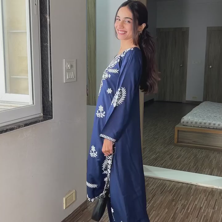 WOMAN  EMBROIDERED TOP WITH PLAZZO PAIR🖤